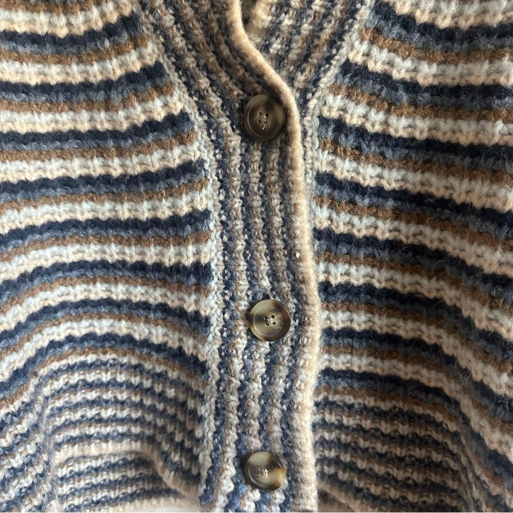 Madewell Waller Crop Cardigan Sweater Stripe Fuzzy Chunky Wool Blend XS - Picture 4 of 10